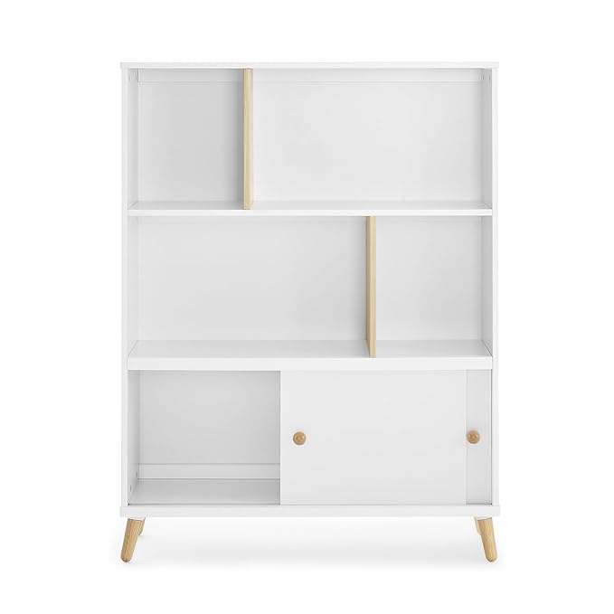 Delta Children Essex Bookcase - Greenguard Gold Certified, Bianca White/Natural - LeafyLoom