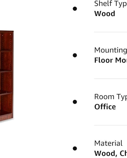 Sunon 4 Shelf Wood Bookcase Freestanding Display Shelf Adjustable Layers Bookshelf for Home Office Library Small Narrow Space (Cherry, 4-Layers) - LeafyLoom