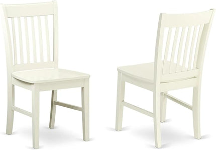 East West Furniture Norfolk Dining Room Slat Back Solid Wood Seat Chairs, Set of 2, Linen White - LeafyLoom
