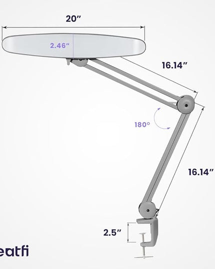 Neatfi XL 2,200 Lumens LED Task Lamp, 24W Super Bright Desk Lamp, 117 Pcs SMD LED, 4 Level Brightness, Dimmable, Task LED Light for Home, Office, Workbench (Non-CCT, Silver) - LeafyLoom