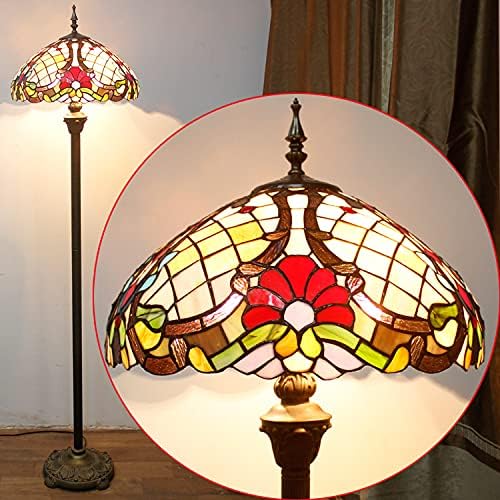 WERFACTORY Tiffany Floor Lamp Base Only, for 16-24 Inch Stained Glass Lampshade Height 64 Inch Bronze Finished Resin Base Antique Standing Lighting Base Replacement Only Wide 11 Inch - LeafyLoom