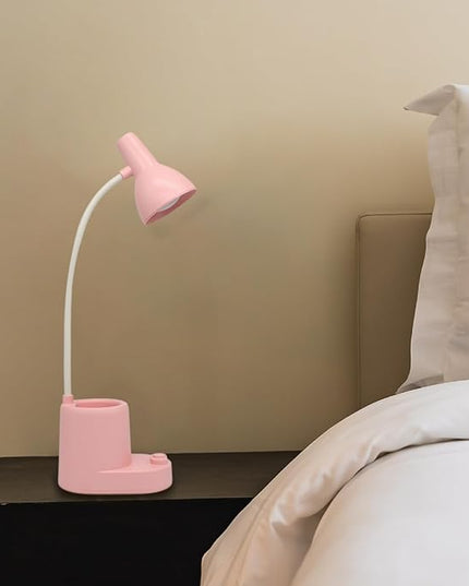 Battery Operated lamp,Small Lamps for Small Spaces,Pink Desk lamp,kids battery lamps for tables,Cute pen holder for desk,360° Rotating Hose,Adjust The Angle of Light Source at Will,Led Desk Lamps - LeafyLoom