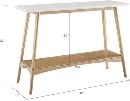 Madison Park Parker Console Table for Entryway with Solid Wood Frame, Open Storage Shelf and Off-White Top, Mid-Century Modern Accent Living Room Furniture Décor, Off-White/Natural - LeafyLoom