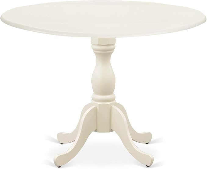East West Furniture DMSI3-LWH-15 3 Piece Dining Table Set Contains a Round Dining Room Table with Dropleaf and 2 Baby Blue Linen Fabric Upholstered Kitchen Chairs, 42x42 Inch, Linen White - LeafyLoom