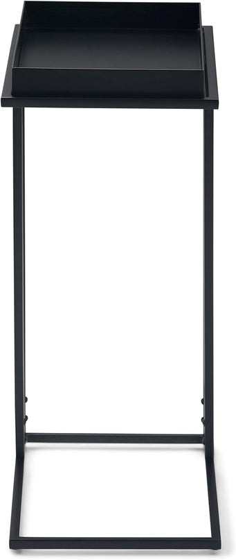 SIMPLIHOME Garner 18 Inch Wide Metal Tray Top C Side Table in Black, For the Living Room and Bedroom - LeafyLoom