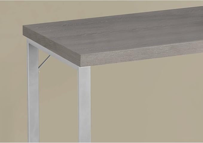 Monarch Specialties 7155 Computer Desk, Home Office, Laptop, 48" L, Work, Metal, Laminate, Brown, Grey, Contemporary, Modern Desk-48 L Dark Taupe Silver, 47.25" L x 23.75" W x 30" H - LeafyLoom