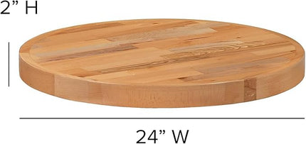 Flash Furniture Mayfair 24" Round Butcher Block Style Table Top, Natural - LeafyLoom