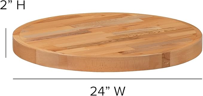 Flash Furniture Mayfair 24" Round Butcher Block Style Table Top, Natural - LeafyLoom