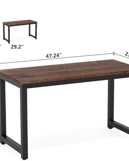 Tribesigns Modern Simple Computer Desk, 47 inch Vintage Office Desk Computer Table, Study Writing Study Desk Workstation for Home Office, Rustic Brown - LeafyLoom