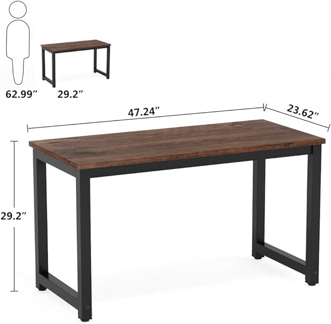 Tribesigns Modern Simple Computer Desk, 47 inch Vintage Office Desk Computer Table, Study Writing Study Desk Workstation for Home Office, Rustic Brown - LeafyLoom