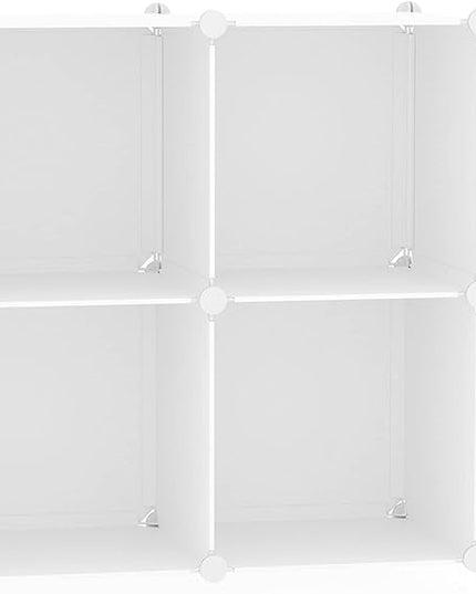 C&AHOME Cube Storage Organizer, 4-Cube Shelves Units, Closet Cabinet, DIY Plastic Modular Book Shelf Ideal for Bedroom, Living Room, Office, 24.8" L x 12.4" W x 24.8" H Milky UPCS04M - LeafyLoom