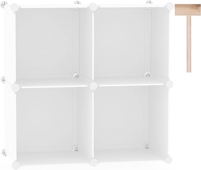 C&AHOME Cube Storage Organizer, 4-Cube Shelves Units, Closet Cabinet, DIY Plastic Modular Book Shelf Ideal for Bedroom, Living Room, Office, 24.8" L x 12.4" W x 24.8" H Milky UPCS04M - LeafyLoom