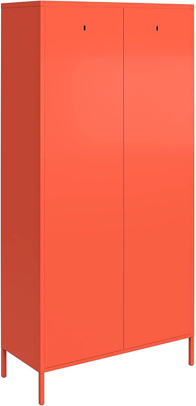 Novogratz Cache Tall 2 Door Metal Locker Cabinet, Orange - LeafyLoom