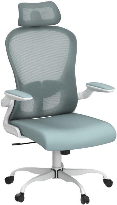 Office Chair, High Back Ergonomic Desk Chair, Breathable Mesh Desk Chair with Adjustable Lumbar Support and Headrest, Swivel Task Chair with flip-up Armrests, Executive Chair for Home Office - LeafyLoom