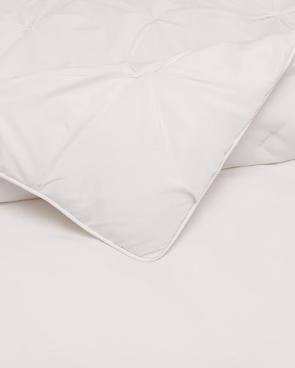 Amazon Basics All-Season Down-Alternative Comforter 3-Piece Bedding Set, Pinch Pleat, King, Pinch-Pleat With Piped Edges, Cream - LeafyLoom