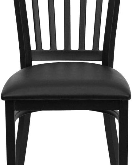 Flash Furniture HERCULES Series Black Vertical Back Metal Restaurant Chair - Black Vinyl Seat - LeafyLoom