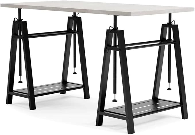 Signature Design by Ashley Bayflynn Mixed Media Adjustable Height Desk, White & Black - LeafyLoom