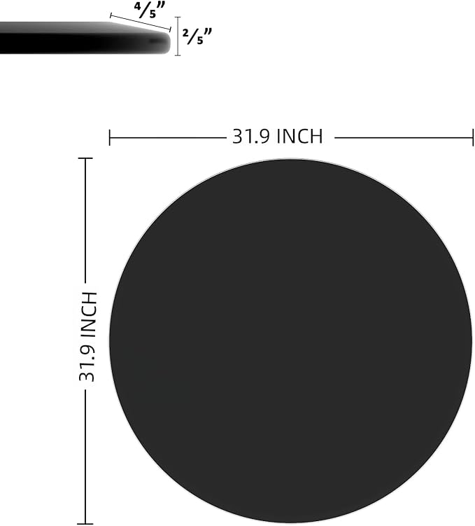 Round Tempered Glass Table Top, 32 Inch, Black Transparent - LeafyLoom