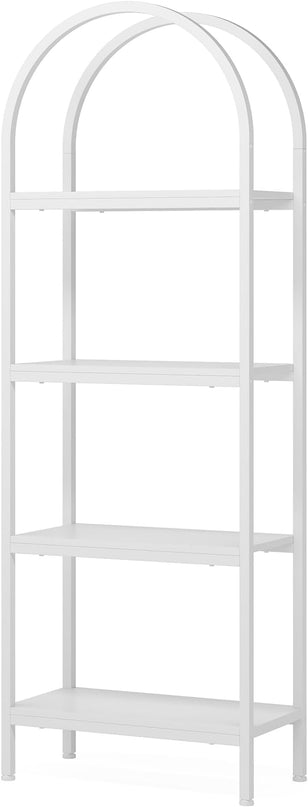 Tribesigns 4-Tier Open Bookshelf, 70.8" Industrial Wood Bookcase Storage Shelves with Metal Frame, Freestanding Display Rack Tall Shelving Unit for Office, Bedroom, Living Room (White, 1PC) - LeafyLoom
