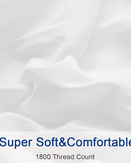 SONORO KATE Bed Sheet Set Super Soft Microfiber 1800 Thread Count Luxury Egyptian Sheets 16-Inch Deep Pocket Wrinkle -4 Piece(Queen White) - LeafyLoom