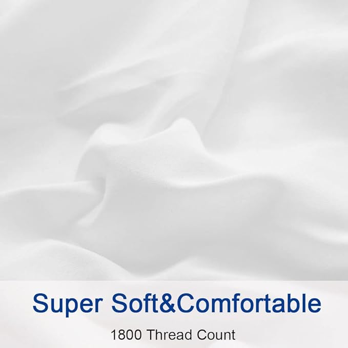 SONORO KATE Bed Sheet Set Super Soft Microfiber 1800 Thread Count Luxury Egyptian Sheets 18-Inch Deep Pocket Wrinkle -4 Piece(California King White) - LeafyLoom