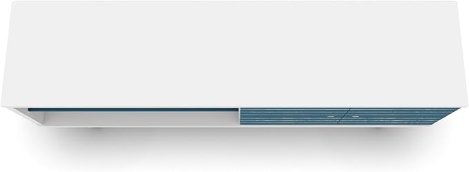 Manhattan Comfort Liberty Mid Century Modern TV Stand for Televisions up to 60 Inches, Bedroom and Living Room Entertainment Center with Storage, Shelves, and Cabinet, 63" Wide, White and Aqua Blue - LeafyLoom