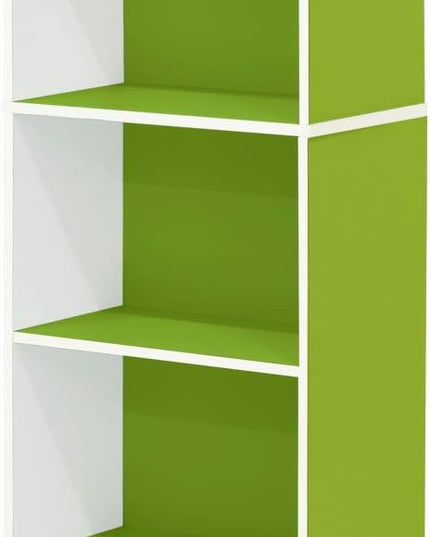 Furinno Luder Bookcase / Book / Storage , 5-Tier, White/Green - LeafyLoom