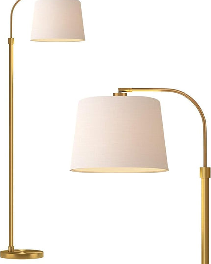 Oneach 62" Gold Floor Lamp for Living Rooms Tall Arc Standing Lamps for Bedrooms Industrial Corner Nursery Girls Kid Vintage Mid-Century Modern Reading Light Office Antique Brass Shade Lantern - LeafyLoom