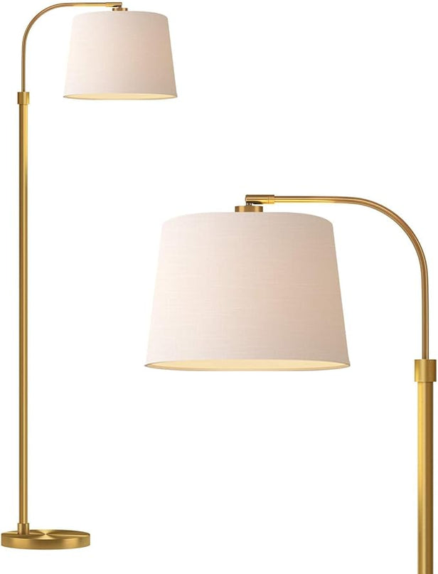 Oneach 62" Gold Floor Lamp for Living Rooms Tall Arc Standing Lamps for Bedrooms Industrial Corner Nursery Girls Kid Vintage Mid-Century Modern Reading Light Office Antique Brass Shade Lantern - LeafyLoom