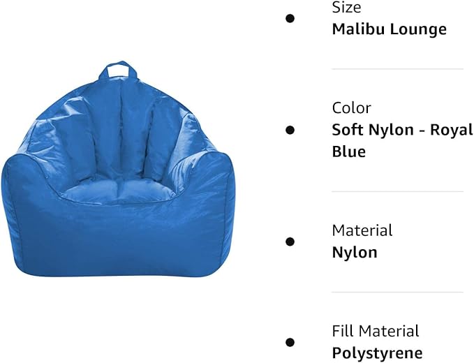 Posh Creations Structured Comfy Seat for Playrooms and Bedrooms, Large Bean Bag Chair, Malibu Lounge, Royal Blue - LeafyLoom