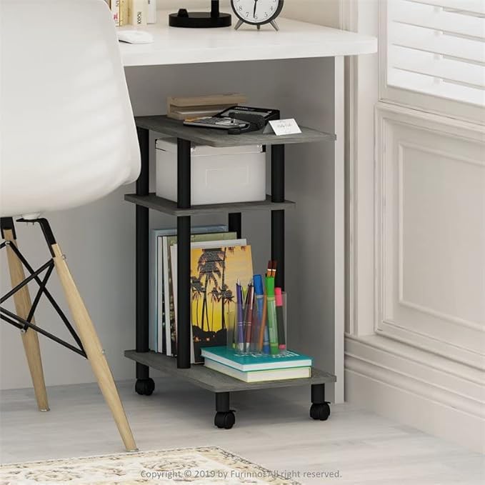 Furinno Turn-N-Tube 5-Tier Multipurpose Shelf / Display Rack / Storage Shelf / Bookshelf, Square Tubes, Light Cherry/Black - LeafyLoom