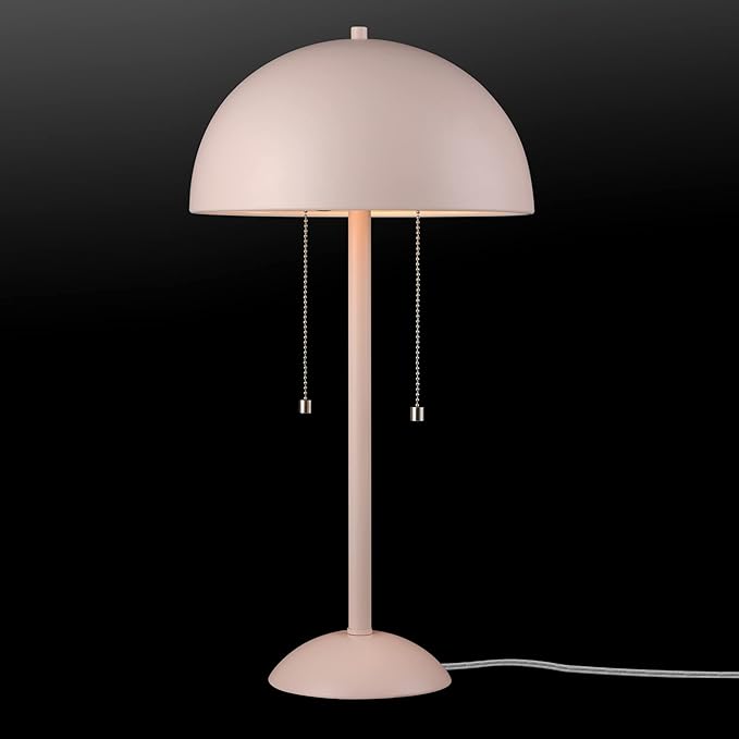 Globe Electric 65531 Luna 21" 2-Light Table Lamp, Matte Blush Pink, Double Plated Nickel On/Off Pull Chains - LeafyLoom