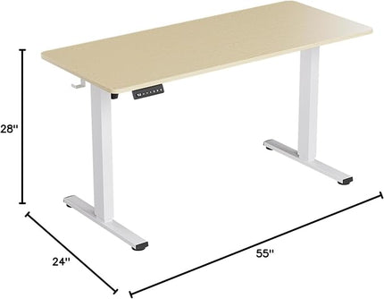 Standing Desk, Height Adjustable Desks with Powerful Motor and Cable Management,electric Sit Stand Desk with Hight Preset Design for Home Office Use 55x24 in Maple - LeafyLoom
