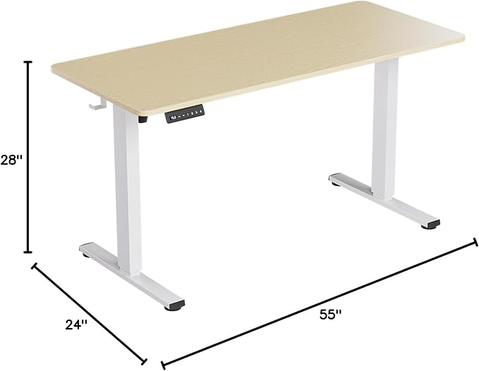 Standing Desk, Height Adjustable Desks with Powerful Motor and Cable Management,electric Sit Stand Desk with Hight Preset Design for Home Office Use 55x24 in Maple - LeafyLoom