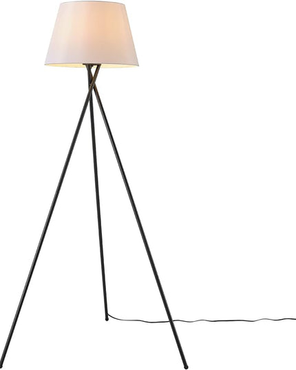 Globe Electric 67519 Allen 59" Floor Lamp, Matte Black, White Linen Shade, On Off Switch on Socket - LeafyLoom
