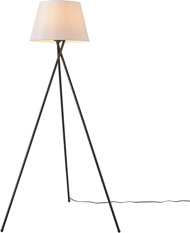 Globe Electric 67519 Allen 59" Floor Lamp, Matte Black, White Linen Shade, On Off Switch on Socket - LeafyLoom