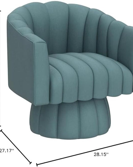 Accent Chair Mid Century 360 Degree Swivel Chair,Modern Lounge Sofa Round Barrel Chair with Wide Upholstered,Fluffy Velvet Fabric Chairs for Home Sofa Living Room/Bedroom/Waiting Room (Blue) - LeafyLoom