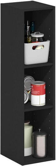 Furinno Fulda 3-Tier Space Saving Storage Shelf Bookcase, 8-Inch Width, Blackwood - LeafyLoom