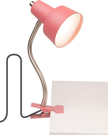 Energetic Clip on Lamp for Bed, Non-Dimmable Reading Light for Bed and Desk, 4000K Cool White, 3.5W 240 LM Flexible Gooseneck lamp, Eye Protection (Pink) - LeafyLoom