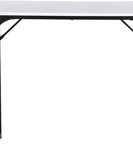 FurnitureR 31.5 inch Small Study Writing Table with Storage Bag Space Saving for Home Office, Modern PC Metal Frame Computer Desk, White - LeafyLoom