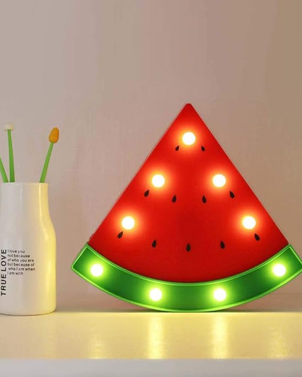 GUOCHENG Watermelon Marquee Light Decor Light LED Night Light Battery Operated Night Table Lamps for Nursery Children Kids Bedroom Lighting Decor, Birthday Christmas Gifts for Kids (Red Watermelon) - LeafyLoom