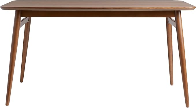 Walker Edison Mid-Century Modern Solid Wood Tapered-Leg Dining Table, 59 Inch, Walnut - LeafyLoom