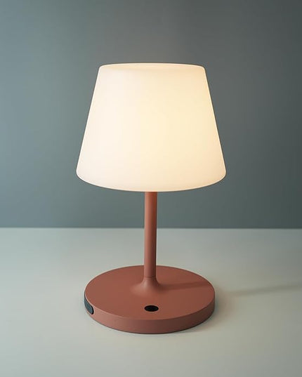 Outdoor Battery Operated Table Lamp Waterproof, 4000mAh Cordless Table Lamp Rechargeable, Touch Dimmable Desk Lamp, LED Night Light for Patio Camping Restaurant Home, H9.6in, Pink - LeafyLoom