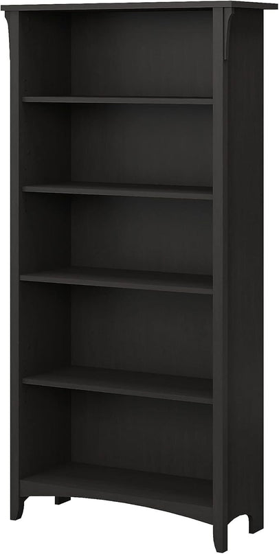 Bush Furniture Salinas 5 Shelf Bookcase, Tall Bookshelf for Living Room and Home Office - LeafyLoom