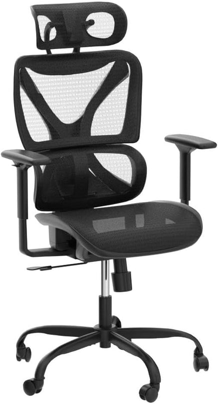 GABRYLLY Ergonomic Office chair with Lumbar Support, Big and Tall Mesh Chairs with Adjustable 3D Arms, Headrest & Soft Seat, Large Desk Chair for Home Gaming,Black - LeafyLoom