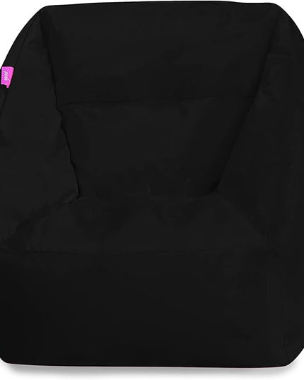 Posh Creations Structured Comfy Bean Bag Chair for Gaming, Reading, and Watching TV, Coronado Chair, Microsuede - Black - LeafyLoom