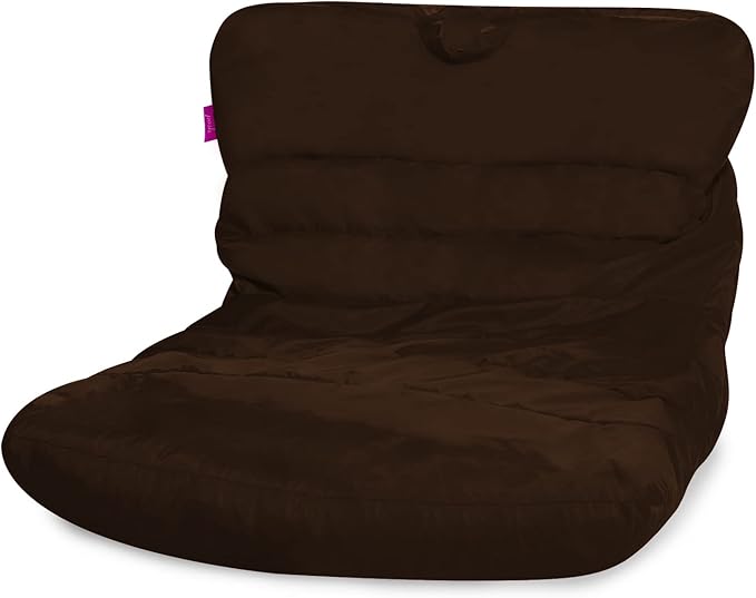 Posh Creations Structured Comfy Bean Bag Chair for Gaming, Reading, and Watching TV, Laguna Lounger, Microsuede - Chocolate - LeafyLoom