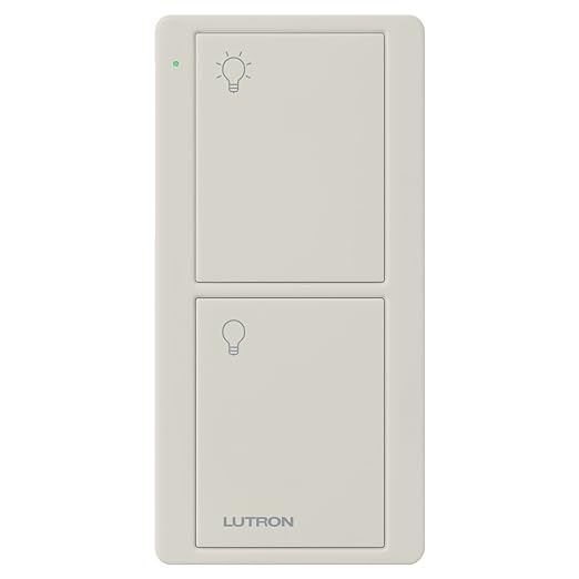 Lutron Pico Remote for Caseta Smart Switch, 2-Button Control , On/Off Control, For Table Top or Wallmount Use, PJ2-2B-GLA-L01, Light Almond Lutron