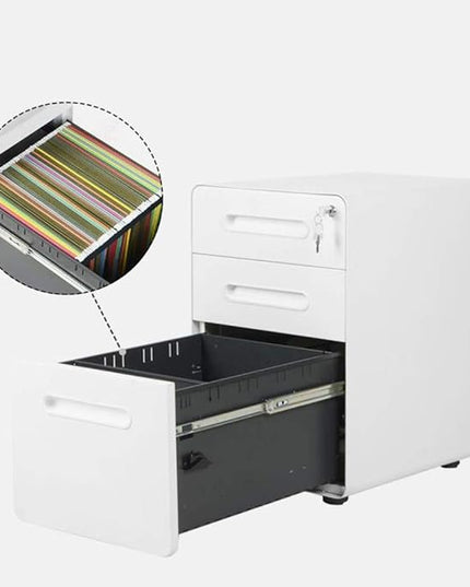 ApexDesk 3-Drawer Vertical Metal Mobile File Cabinet with Locking Keys - Light Gray Front Panel/White Body - LeafyLoom