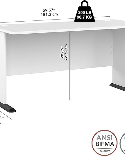 Bush Business Furniture Studio A 60-inch W Computer Desk, White (SDD160WH) - LeafyLoom